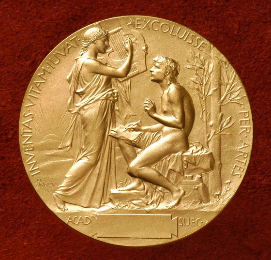 Verso da medalha entregue ao vencedor do Prêmio Nobel de Literatura