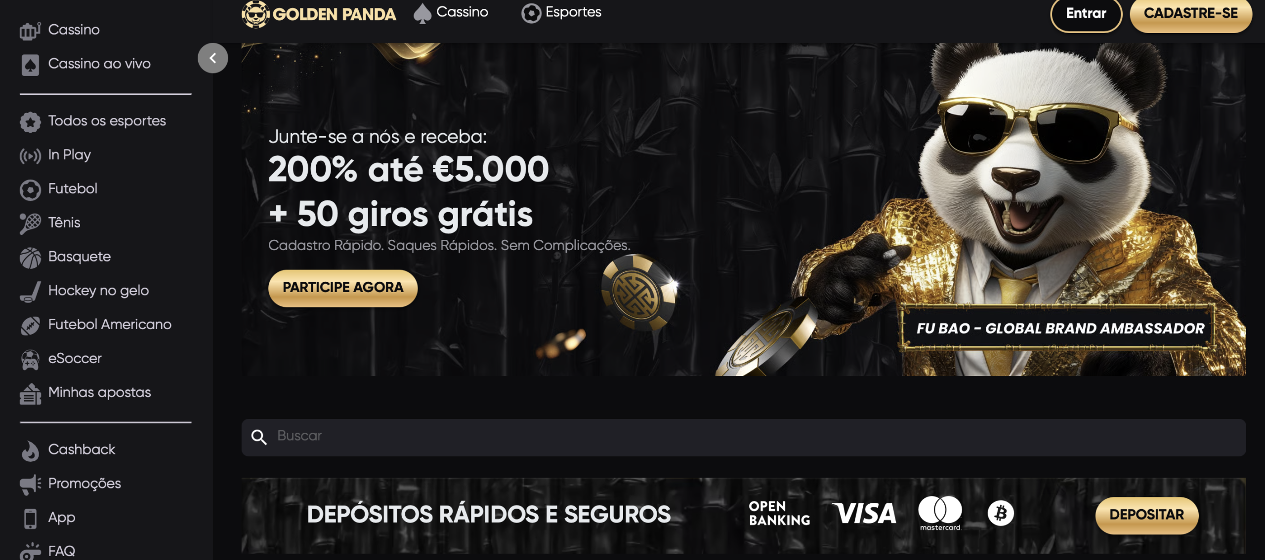 Golden Panda - Mais de 4.000 Jogos e Apostas Esportivas num Único Cassino Online